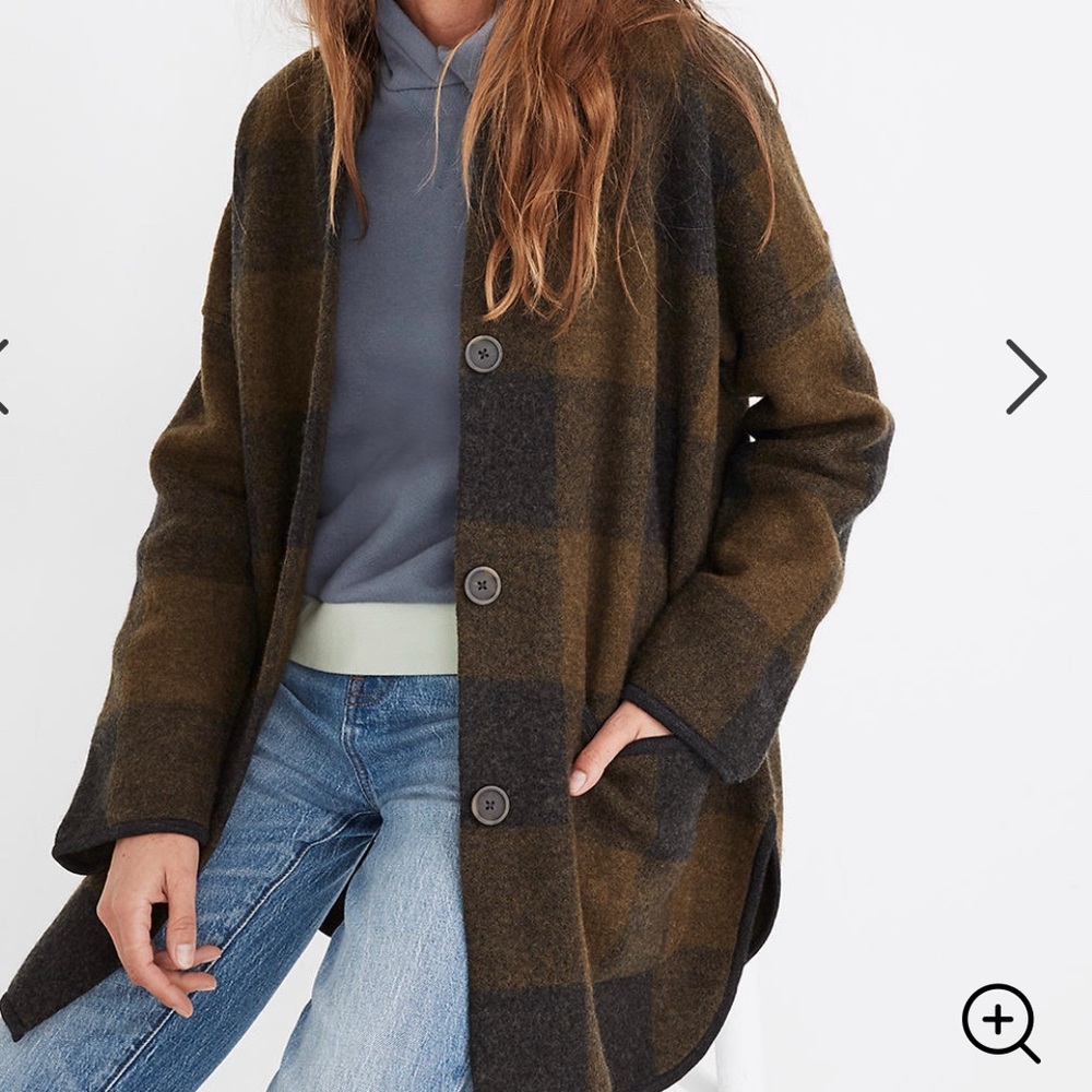 Madewell Buffalo Check Sweater Coat - XS